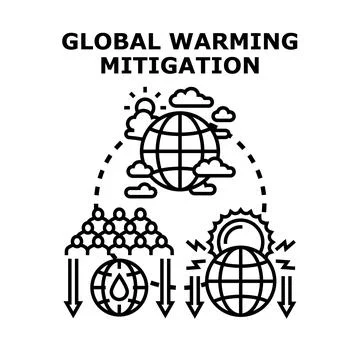 Global warming mitigation reducing environmental impact concept Stock Illustration