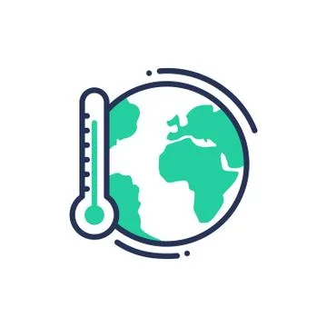 Global warming - modern vector single line icon Illustrazione stock