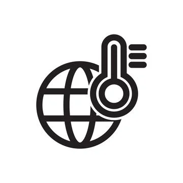 Global warming outline icon vector global with thermometer symbol for graphic Stock Illustration