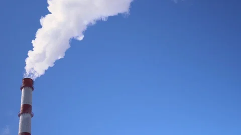 GLOBAL WARMING Pipes Pollute Industry Atmosphere With Smoke Ecology pollution Stock Footage 126807679