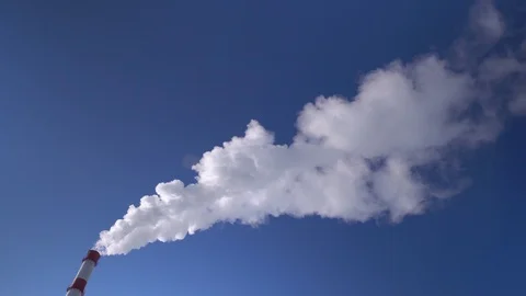 GLOBAL WARMING Pipes Pollute Industry Atmosphere With Smoke Ecology pollution Stock Footage 129246367