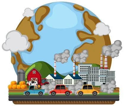 Global warming from pollution gas Ilustración de archivo