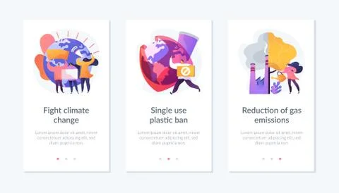 Global warming problems solutions app interface template. 스톡 일러스트