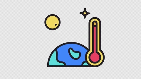 Global Warming Temperature Animated Icon. Alpha Channel 4K Resolution Stock Footage 289725425