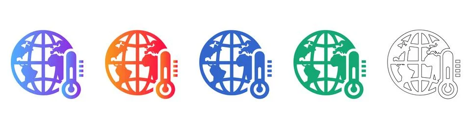 Global Warming Temperature Vector Icon Set Illustrazione stock