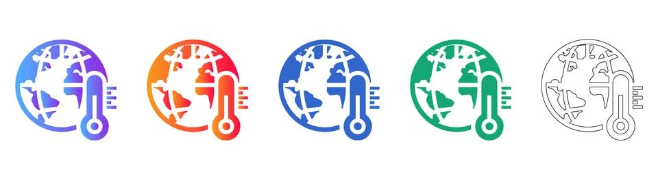 Global Warming Thermometer Vector Icons Illustrazione stock