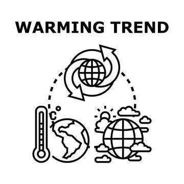 Global warming trend changing planet climate concept Stock Illustration