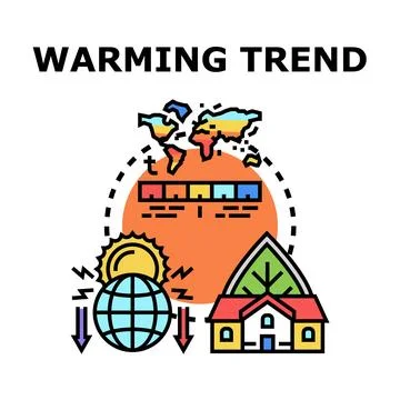 Global warming trend impacting world climate concept Stock Illustration