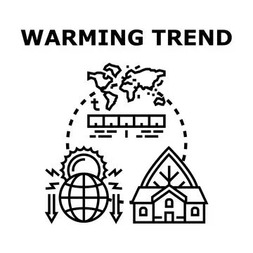 Global warming trend impacting world climate concept Stock Illustration