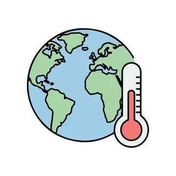 Global warming vector illustration of planet Earth with thermometer symbol Ilustración de archivo