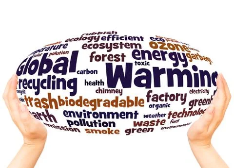 Global Warming word cloud hand sphere concept Illustrazione stock