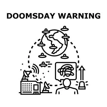 Global warning about unknown objects surrounding earth Illustrazione stock