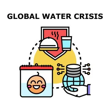 Global water crisis affecting future generations and resources Stock Illustration