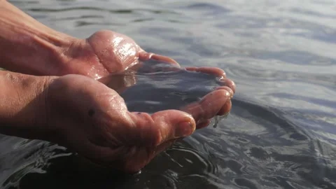Global water crisis, polluted water in human hands. water scarcity, toxic Stock Footage