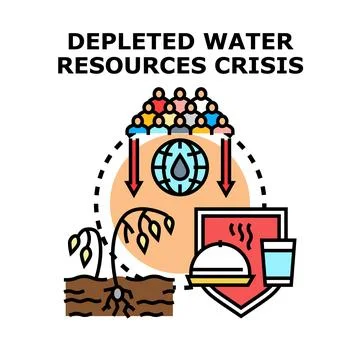 Global water resources crisis impacting population and food security Stock Illustration