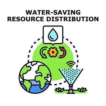 Global water saving resource distribution system concept 스톡 일러스트