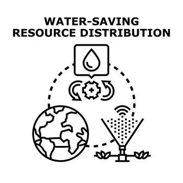 Global water saving resource distribution system concept Stock Illustration