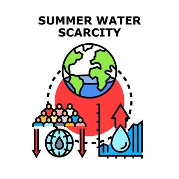 Global water scarcity and increasing human population facing climate problems Stock Illustration