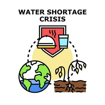 Global water shortage crisis impacting food security and environment Stock Illustration