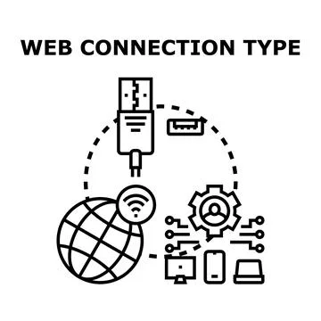 Global web connection types data transfer network Illustrazione stock