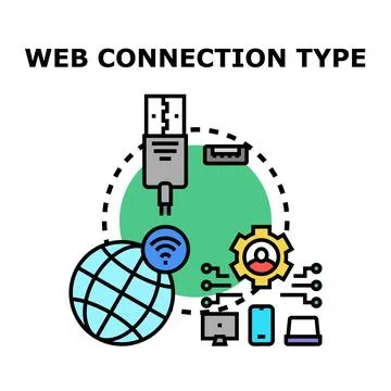 Global web connection types data transfer network Stock Illustration