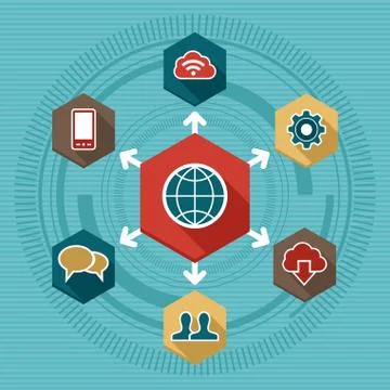 Global web flat icon set eps10 file. イラスト素材