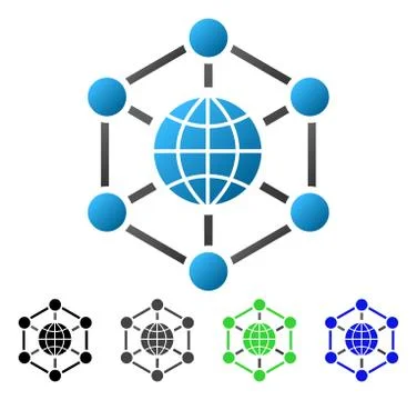 Global Web Nodes Flat Gradient Icon Illustrazione stock