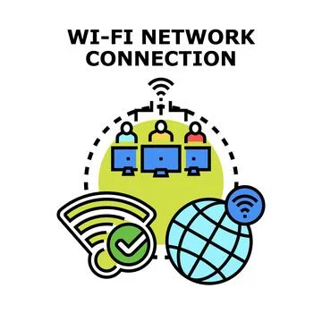 Global wi fi network connection concept with users engaging Stock Illustration