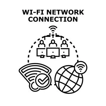 Global wi fi network connection concept with users engaging Stock Illustration