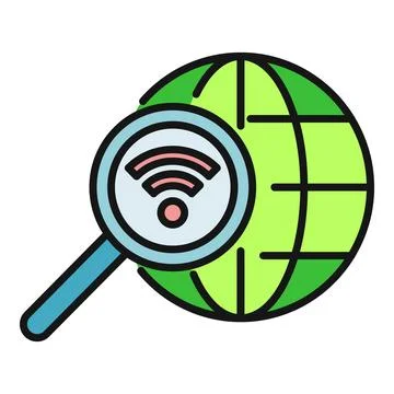 Global wifi search icon finding internet connection Stock Illustration