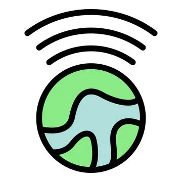 Global wifi system icon vector flat Stock Illustration