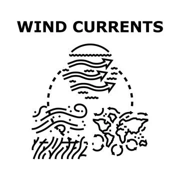 Global wind and ocean currents influencing climate Stock Illustration