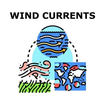 Global wind and ocean currents influencing climate Stock Illustration