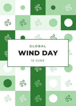 Global Wind Day geometric block poster, 15 June Illustrazione stock