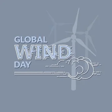 Global Wind Day vector illustration isolated on grey Illustrazione stock