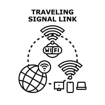 Global wireless connection concept linking digital devices Stock Illustration