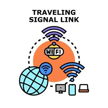Global wireless connection concept linking digital devices Stock Illustration