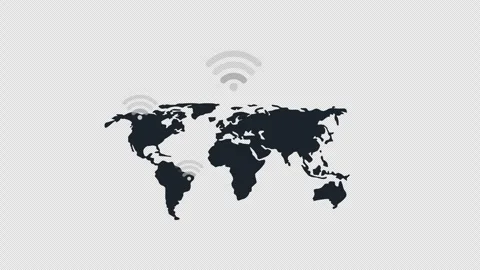 Global Wireless Network Map with WiFi Signals Connecting Worldwide Internet 動画素材 339781721