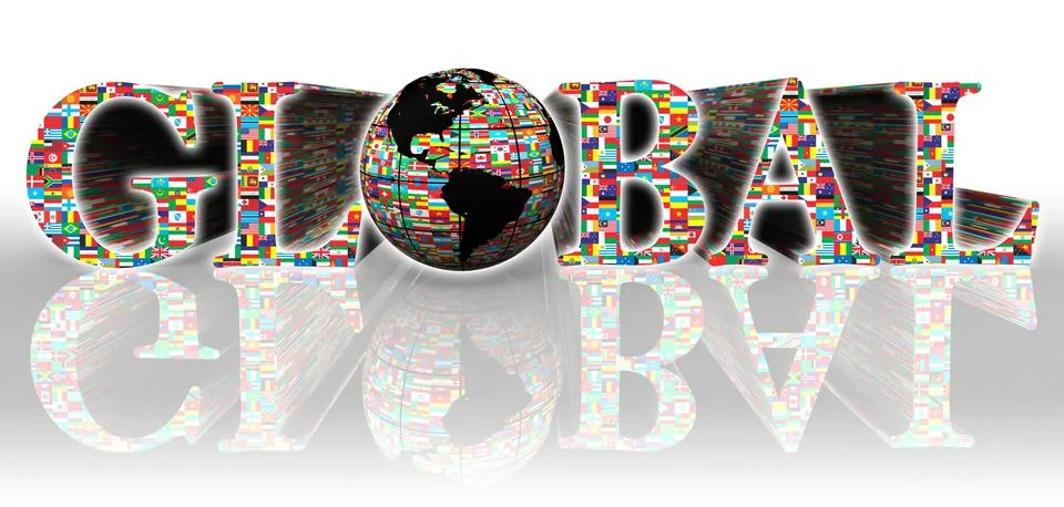 Global word with flags Stock Illustration