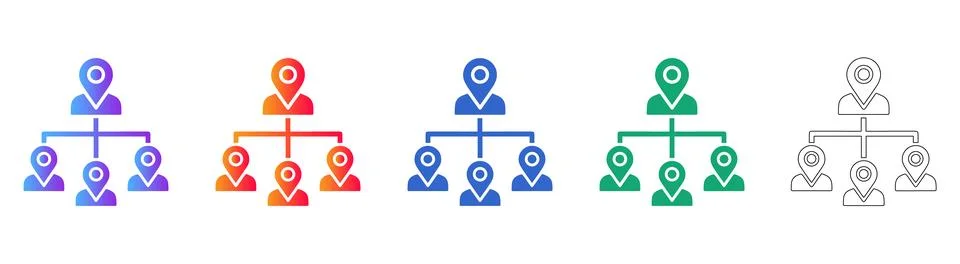 Global Workforce Location Icon Set Stock Illustration