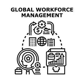 Global workforce management strategy and talent acquisition Stock Illustration