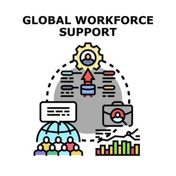 Global workforce planning and management support concept Stock Illustration