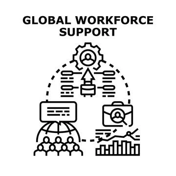 Global workforce planning and management support concept Stock Illustration