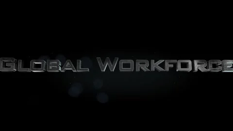 Global Workforce title metal text on black alpha channel background Stock Footage 296226911