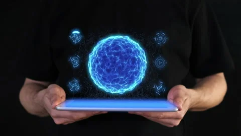 Global world concept, Sphere Rotation with nodal and linear connection, Futurist Stock Footage 153699928