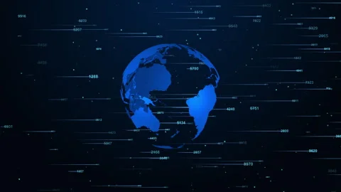 Global world data, Futuristic map earth map digital connection social network Stock Footage 339843012