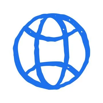 Global World Icon With Grid Lines Hand Drawn Grunge Vector Illustration For W 스톡 일러스트