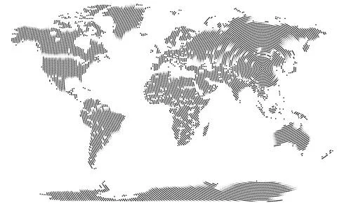 Global World Map in Circle round dot Pattern Style view. Digital geometric .. Stockillustratie