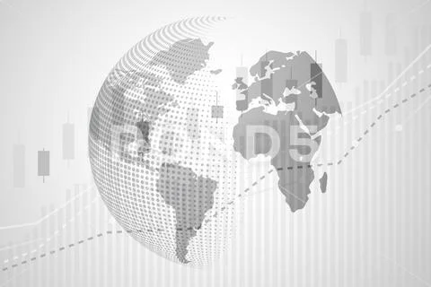 Global world map of Digital currency with Candle stick graph chart of stock m Stock Illustrationen