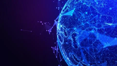 Global world map. Futuristic concept background with planet Earth. Internet and Stock Illustration